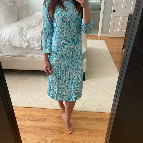 Tuckernuck HYACINTH HOUSE Blue Abstract Hattie Midi Dress - Picture 12 of 14